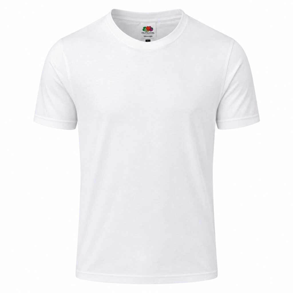 Men's T Shirt White Plain Crew Neck Short Sleeve L