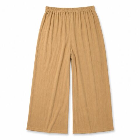 Women’s Beige Ribbed Wide Leg Elasticated Waist Trousers – UK Size 8