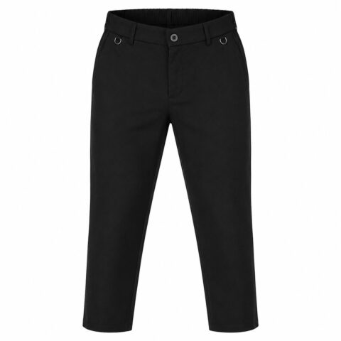 Black Slim Fit Stretch Trousers with Elastic Waistband