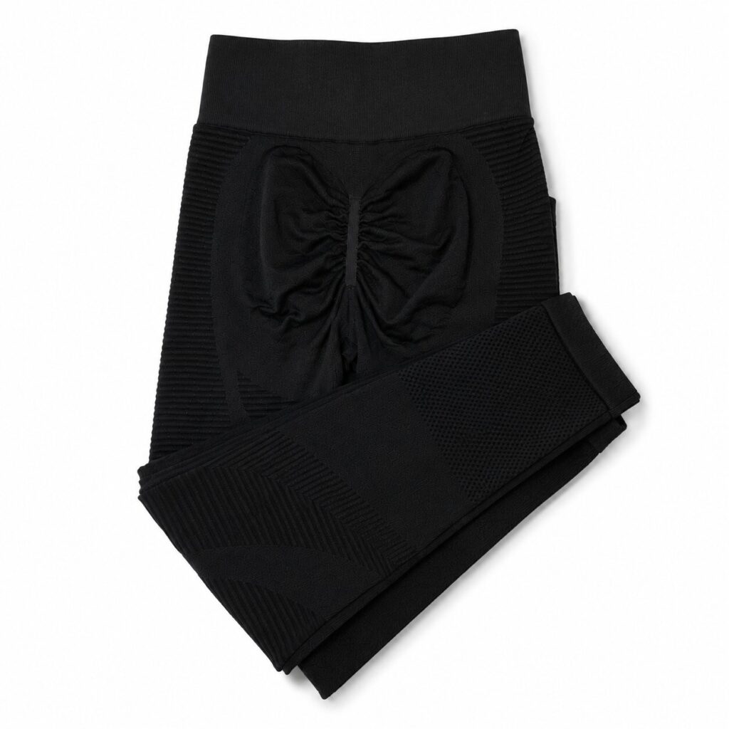 Women's Black Ruched Bum Leggings, Size L