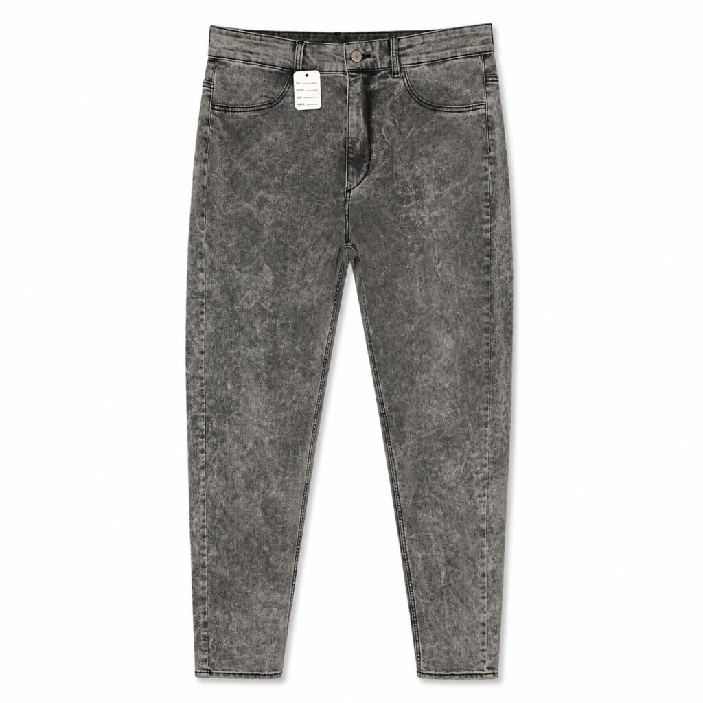 Women's Grey Acid Wash Stretch Jeans, Size UK 16
