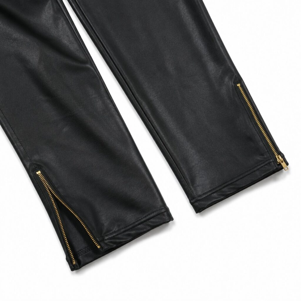Women's Black Faux Leather Look Leggings, Size M/L — 2 of 3