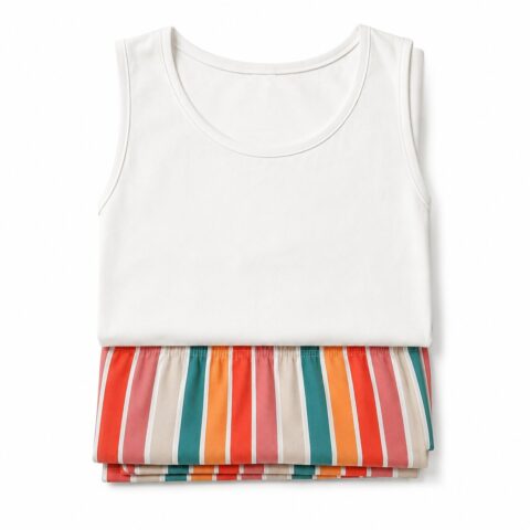 Girls Summer Co Ord Set Striped Wide Leg Trousers Top, Teen 16Y