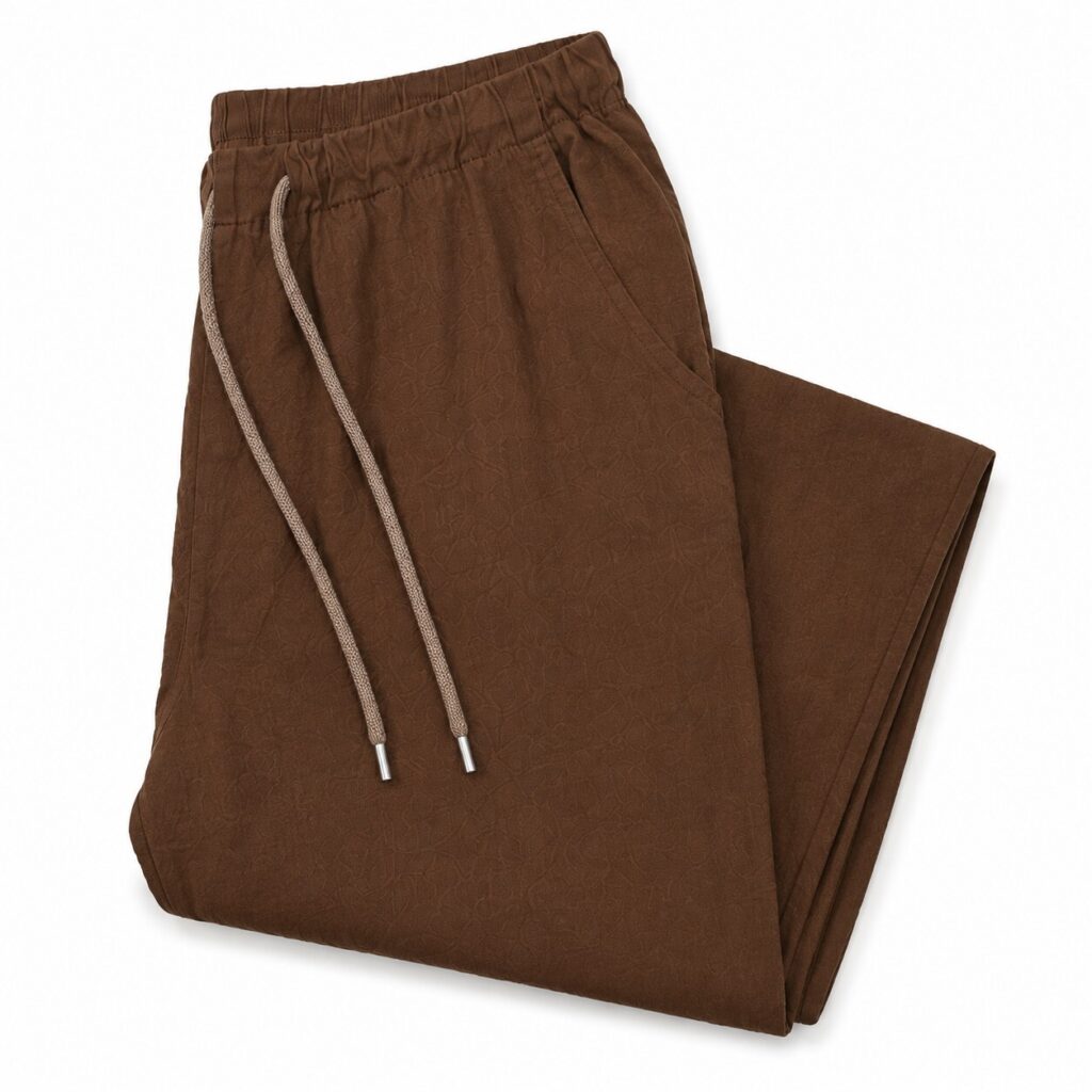 Womens Brown Wide Leg Trousers Size XS EU 34 Drawstring Elastic Waist Casual