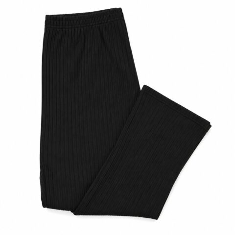 SHEIN Womens Black Ribbed Flared Trousers Size XS EU 34 Stretch Pull On Flares