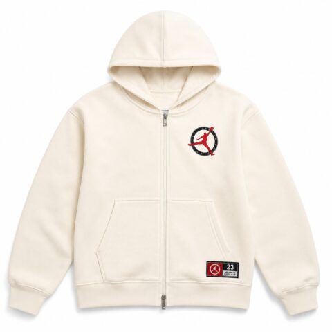 Nike Air Jordan Flight Club Full Zip Hoodie Mens M Cream White