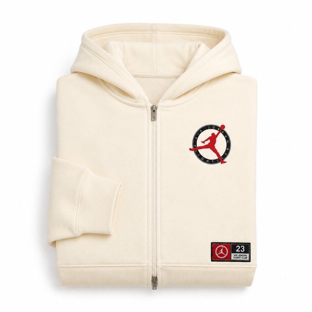 Nike Air Jordan Flight Club Full Zip Hoodie Mens M Cream White — 2 of 5