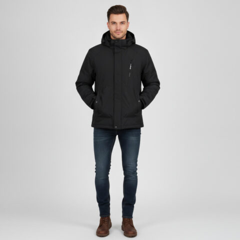 SELA Sport Mens Black Hooded Jacket 3XL Water Snow Wind Resistant Outdoor Coat