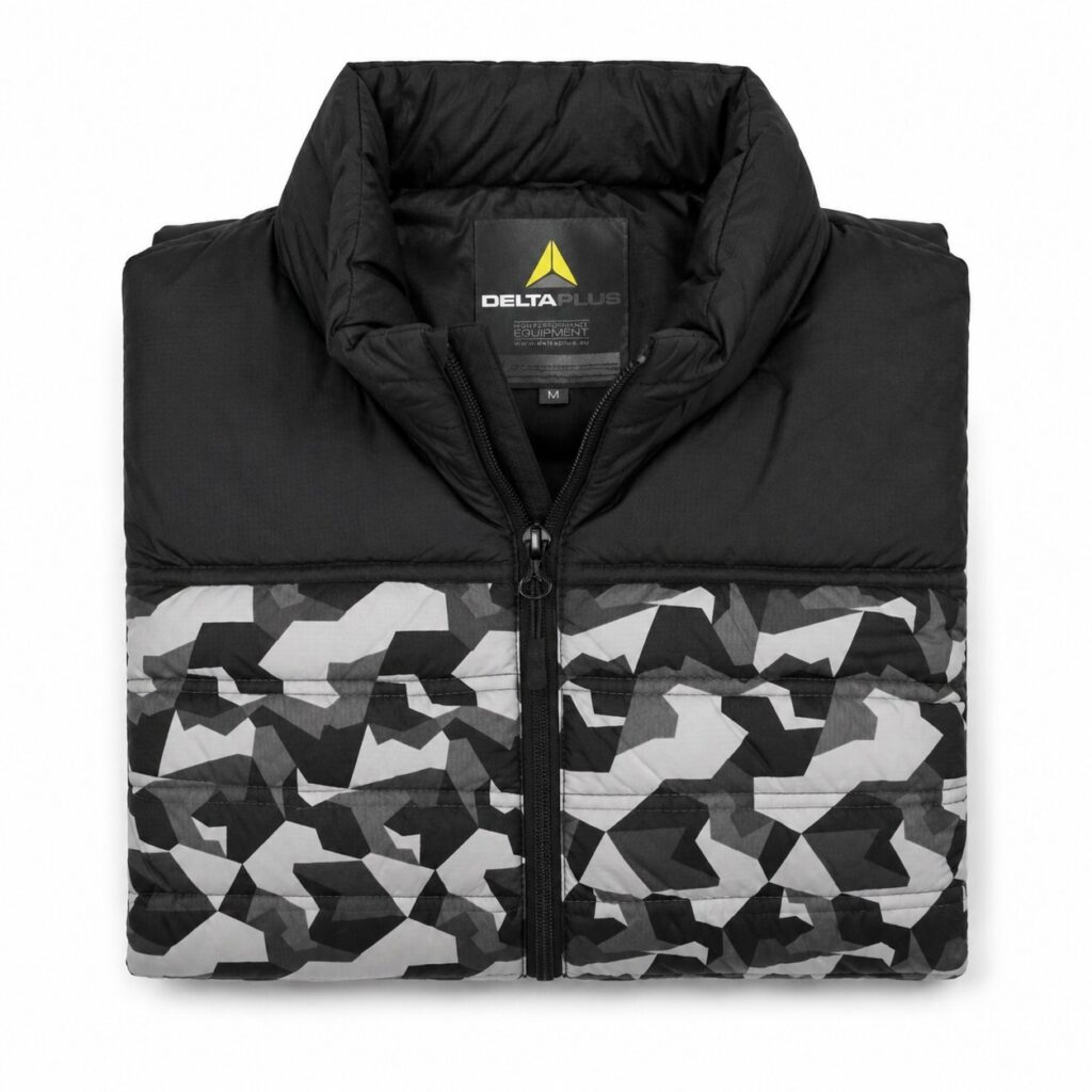 Delta Plus Men's Padded Gilet Black Grey Camo Workwear Bodywarmer Vest Size M — 2 of 5