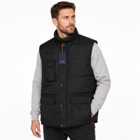 Uneek UC640 Padded Work Gilet XL Black Utility Bodywarmer Multi-Pocket Vest NWT