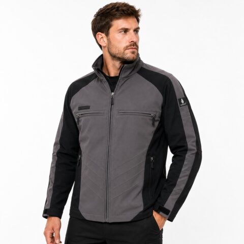 Mascot Workwear Softshell Jacket Mens Small Grey Black Full Zip