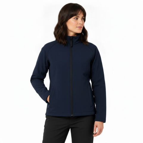 Sitesafe Women's Soft Shell Jacket L Navy Blue Full Zip Workwear Outdoor Coat