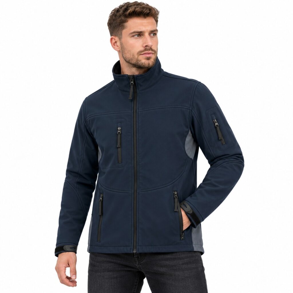 Tuffsafe Men's Softshell Jacket L Navy Blue Zip Up Workwear Coat 42-43"