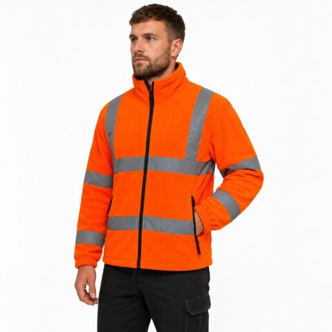 Unisex Sitesafe Hi Vis Orange Fleece Jacket - Size L - Reflective Safety Coat