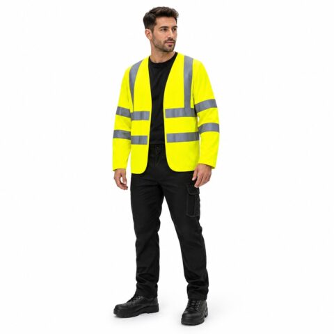 Orbit International Class 3 Hi Vis Yellow Jerkin - Sleeved Safety Vest