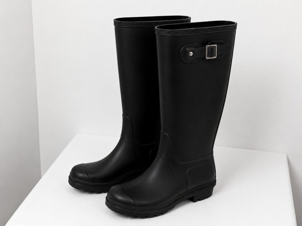 Women's Black Tall Wellington Boots, Size 3 — 2 of 5