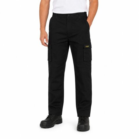 Halo Mens Black Cargo Work Trousers 38W 33L Multi Pocket Workwear Combat Pants