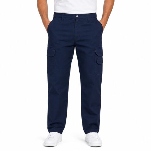 English Laundry Mens Navy Canvas Trousers 38W 32L Straight Fit Stretch 5 Pocket