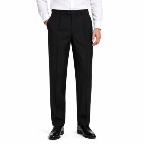 Brook Taverner Delta Trousers 32L Black Mens Single Pleat Formal Work