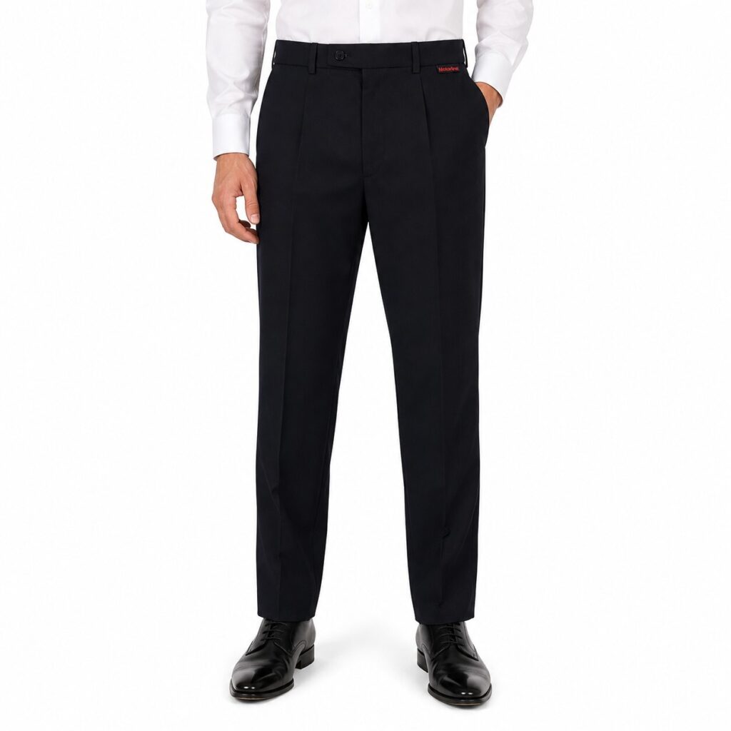 Brook Taverner Delta Trousers 32R Navy Mens Single Pleat Formal Work 8515AM