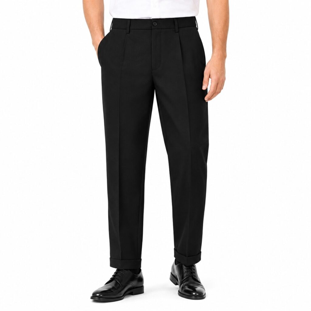 Brook Taverner Delta Trousers 32S Black Mens Pleated Formal Work Trousers 8515D