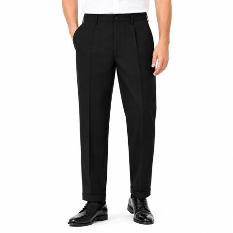 Brook Taverner Delta Trousers 32S Black Mens Pleated Formal Work Trousers 8515D