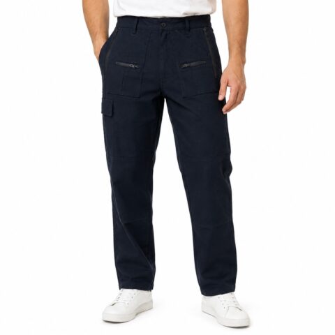 Blue Castle Work Trousers 36R Navy Mens Cargo Multi Pocket Zip Workwear 65/35
