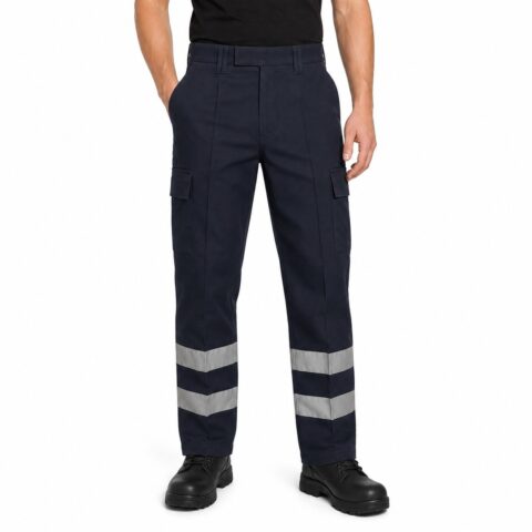 Benchmark Work Trousers 32R Navy Cargo Utility Reflective Hi Vis Workwear