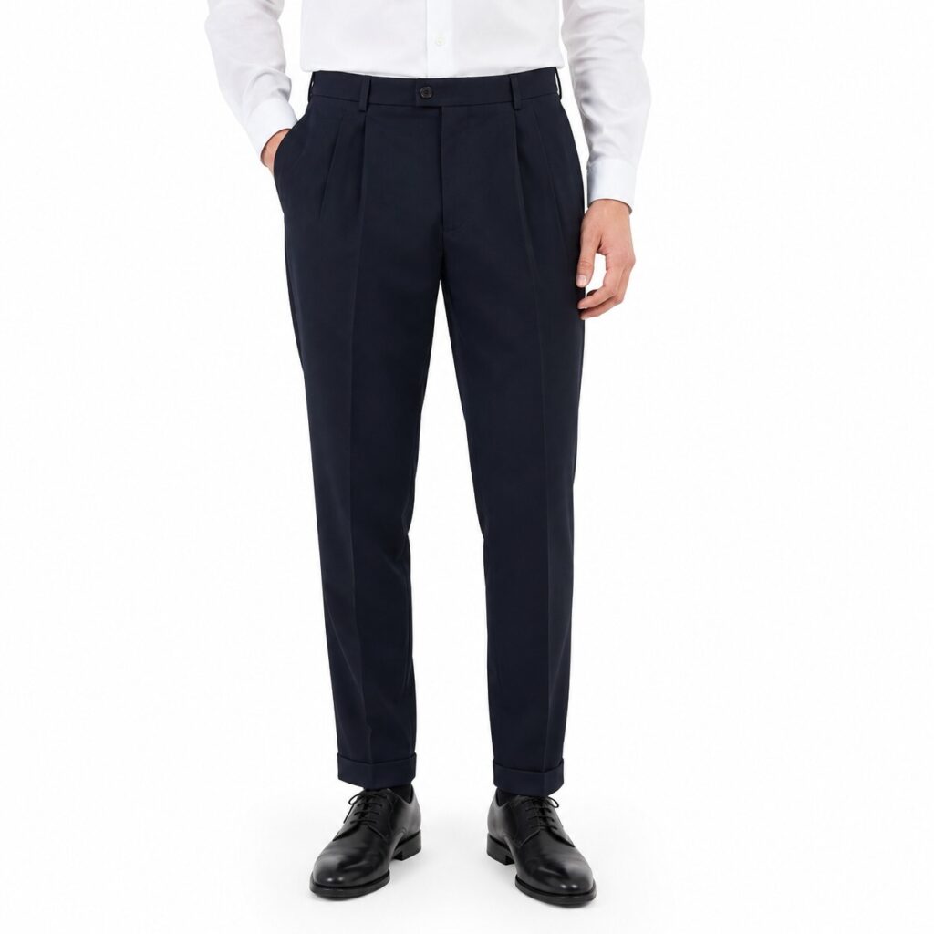 Navy Blue Dress Trousers 32R Mens Formal Work Pants Button Fly