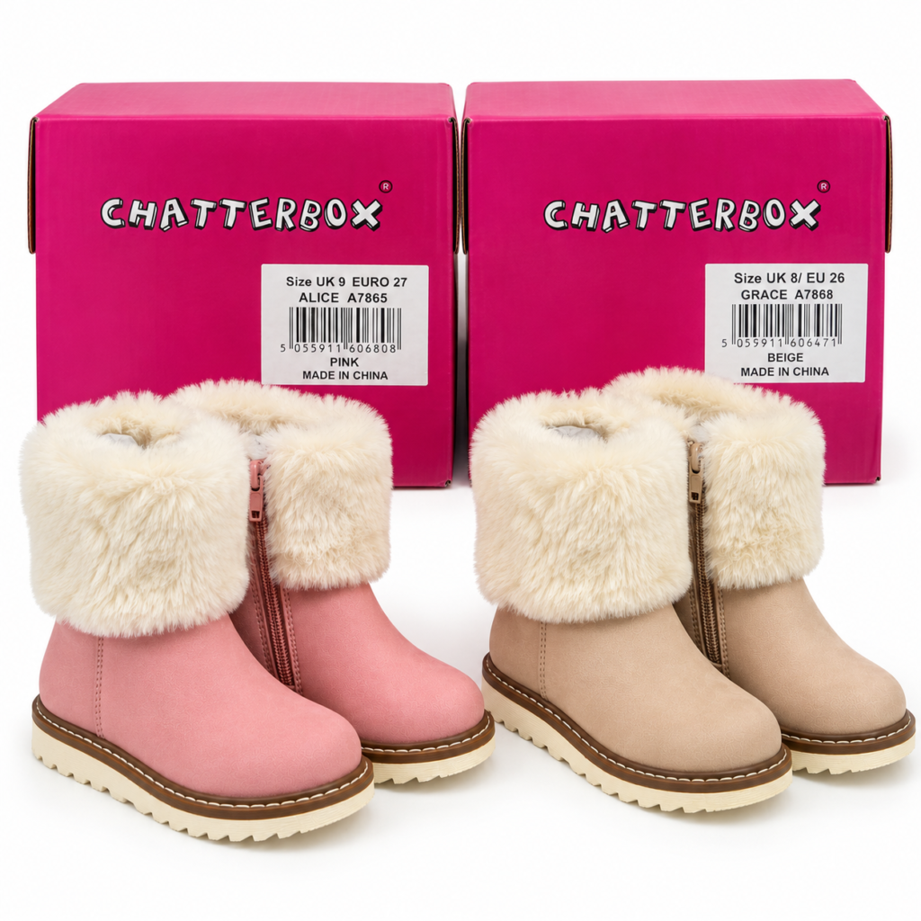 Chatterbox Girls Boots — 30 Pair Warehouse Lot (UK 8 & 9)