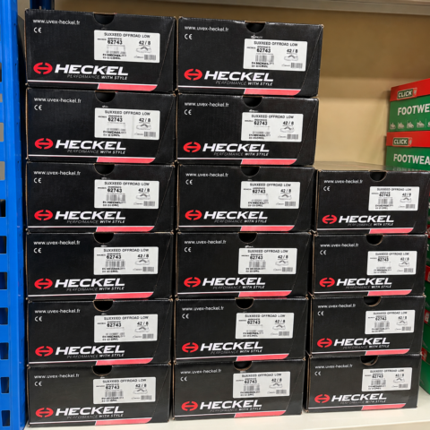 Heckel Suxxeed Offroad Low Safety Shoes — 15 Pair Warehouse Lot (UK 8 & 11)