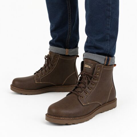 Eddie Bauer Lancaster Mens Leather Boots Brown Lace Up Memory Foam, Size 10