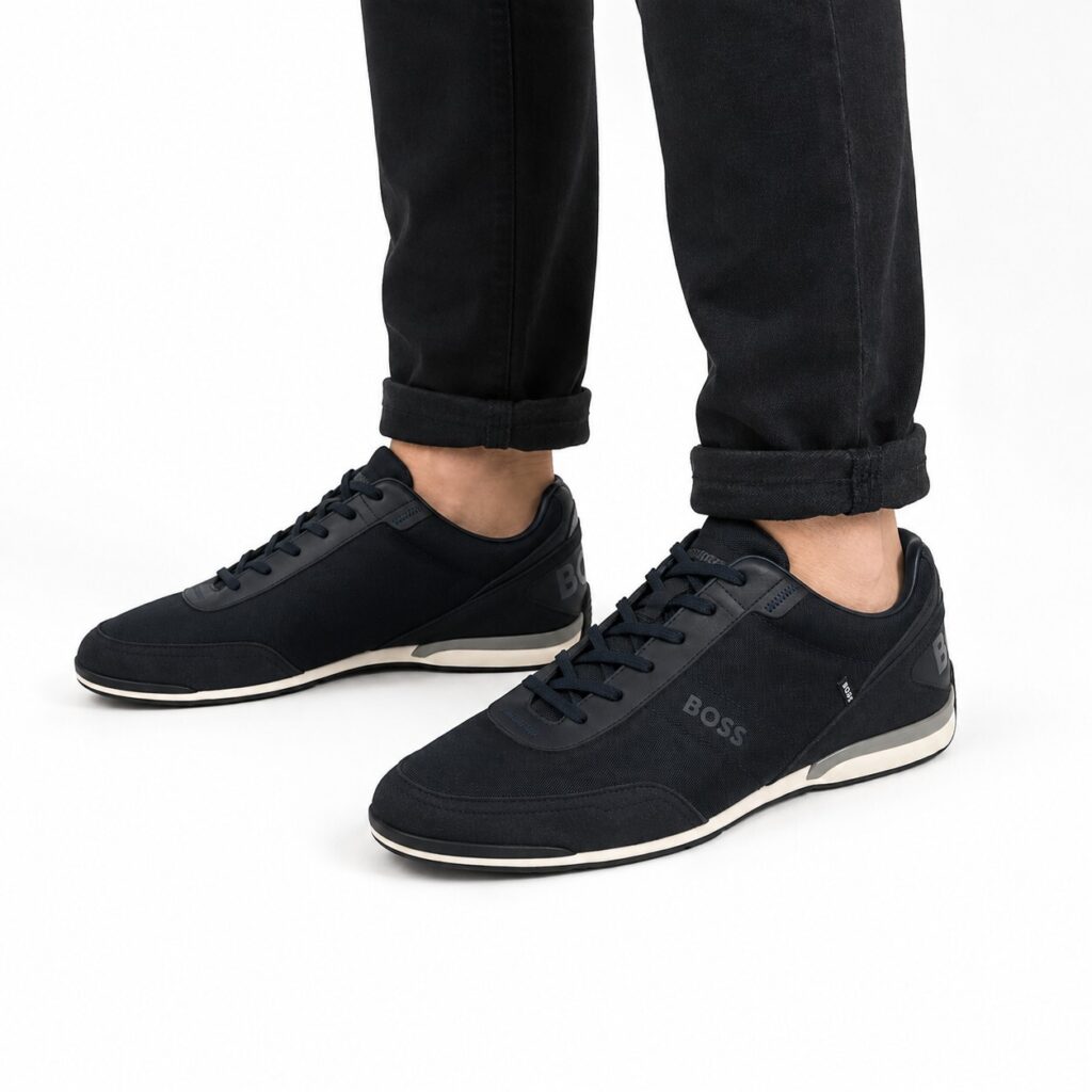 Men's BOSS Navy Trainers, Size 9.5
