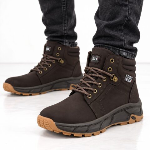 Men's Street Design Brown Combat Boots, Size 8