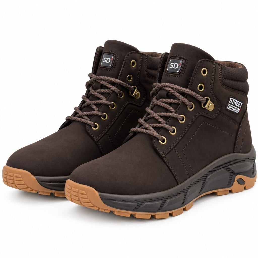 Men's Street Design Brown Combat Boots, Size 8 — 2 of 7