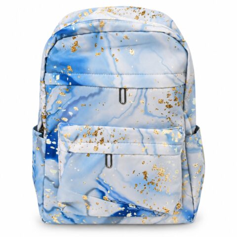 Men's Blue and Gold Marble Pattern Backpack with Matching Accessories Set