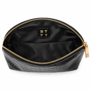BTFY Mock Croc Half Moon Makeup Bag in Black