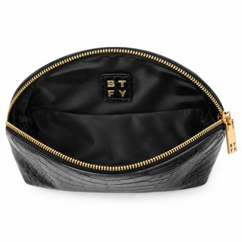 BTFY Mock Croc Half Moon Makeup Bag in Black