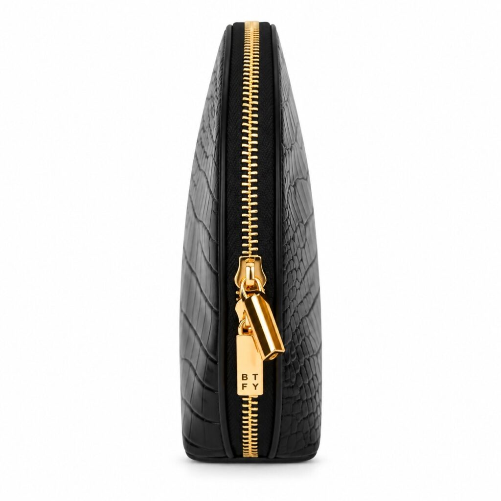 BTFY Mock Croc Half Moon Makeup Bag in Black — 2 of 4