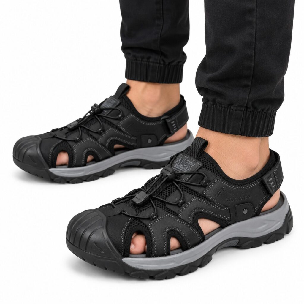 Men's Black Outdoor Sport Sandals Size 9