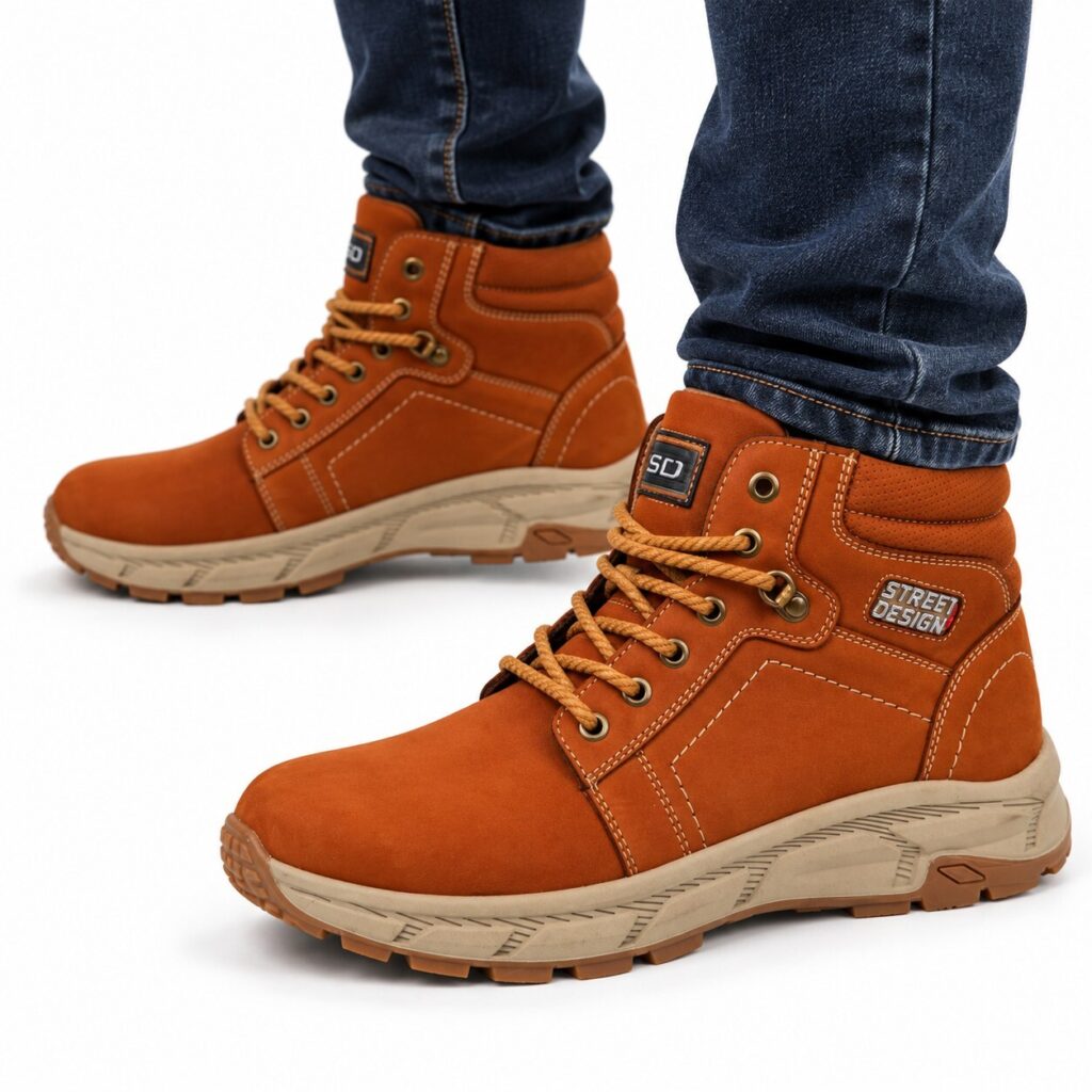 Men's Street Design1 Combat Boots Brown, Size 9